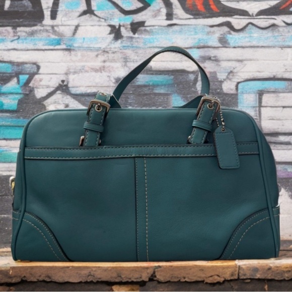 Coach Hampton Teal Leather Top Handle Satchel / Tote - Picture 1 of 10